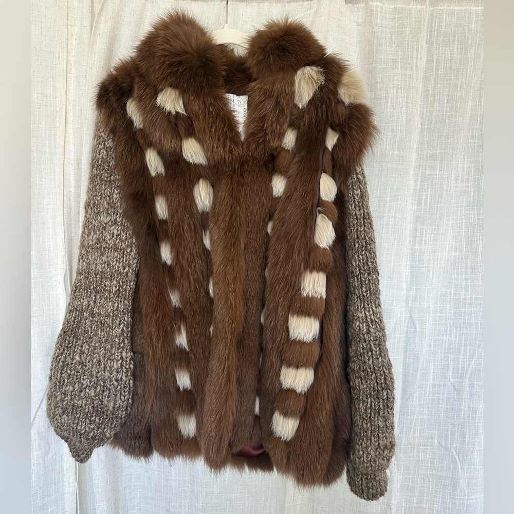 Vintage real fur crochet coat